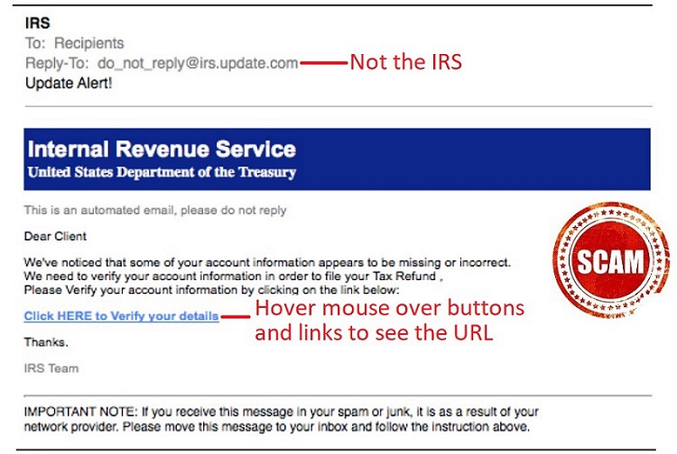 IRS scam email