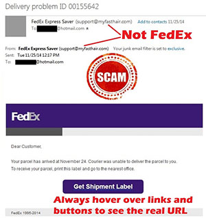 Screenshot of scam email